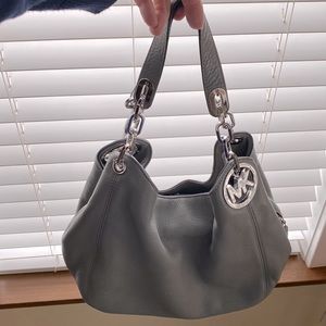 Michael Kors pebbled leather gray hobo